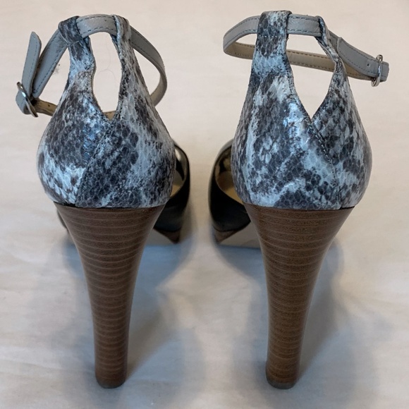 Nine West Leather Snakeskin Platform Heels - Picture 3 of 5